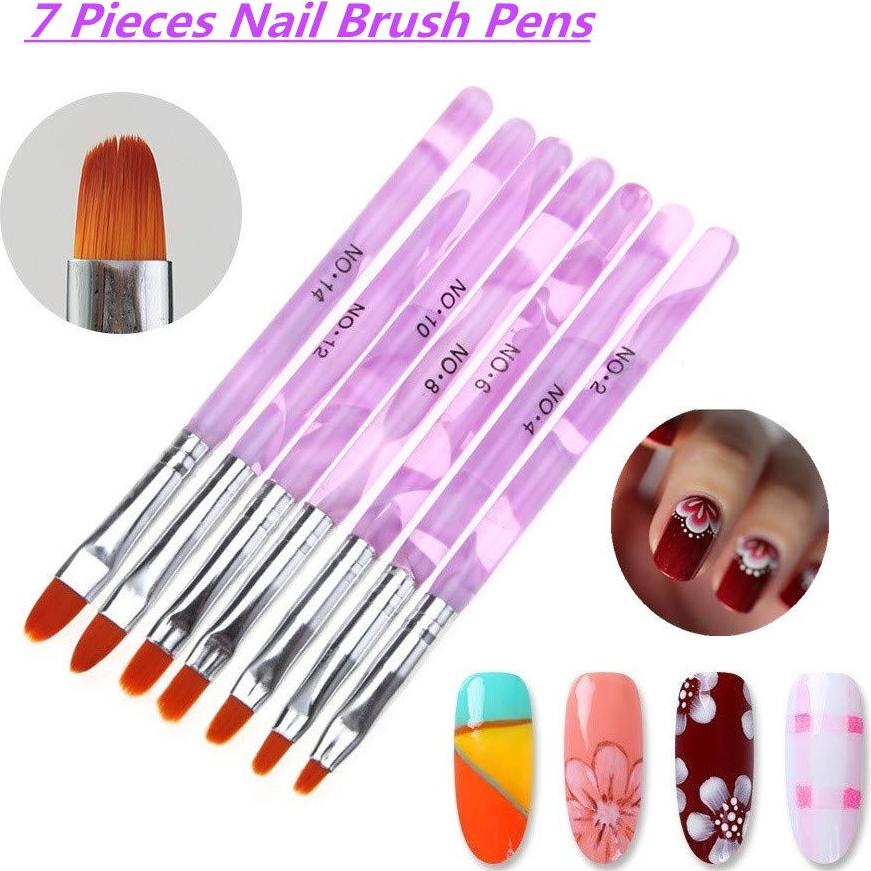 Set de 7 Pinceles de Uñas Acrílicas FULINJOY - Detalle UV Gel