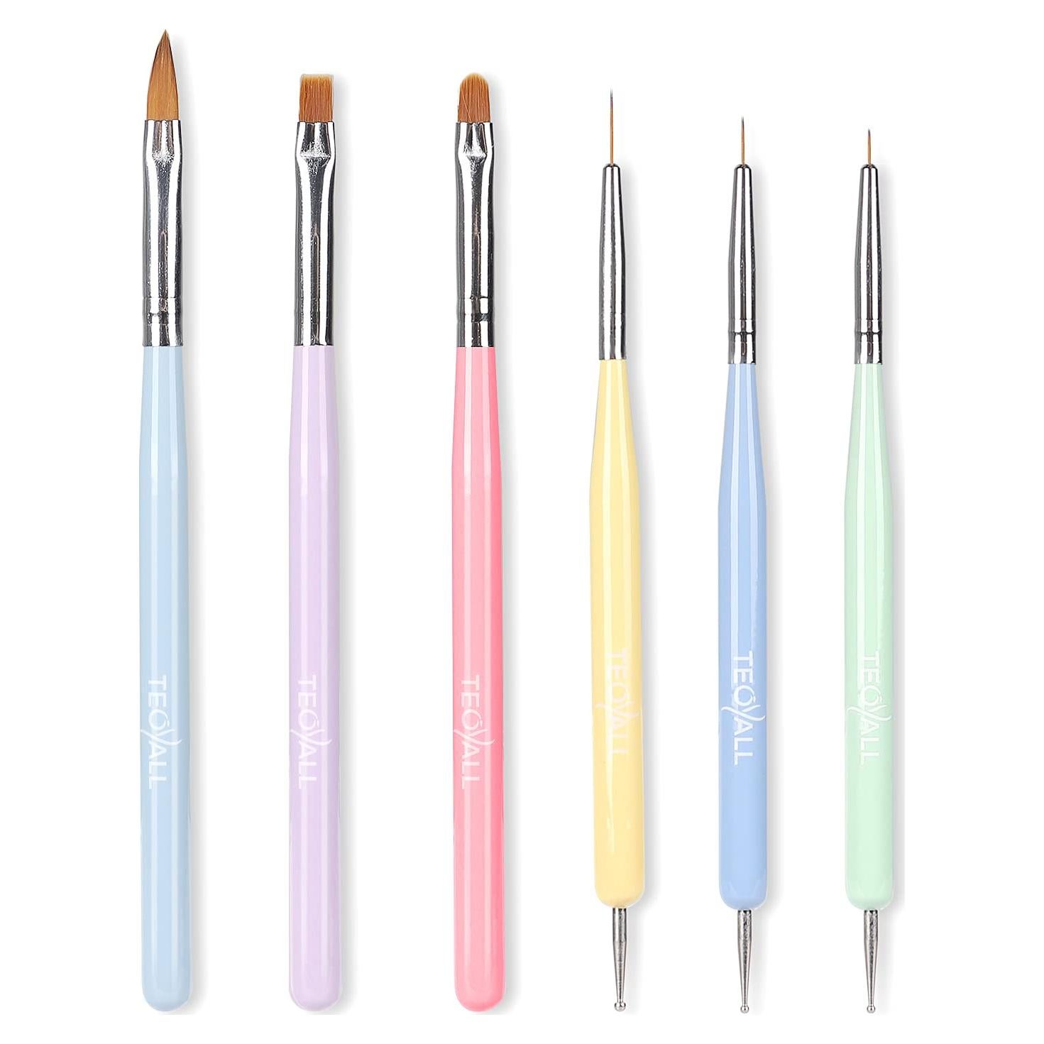 Pinceles de Arte para Uñas TEOYALL - Set de 6 Pinceles Profesionales