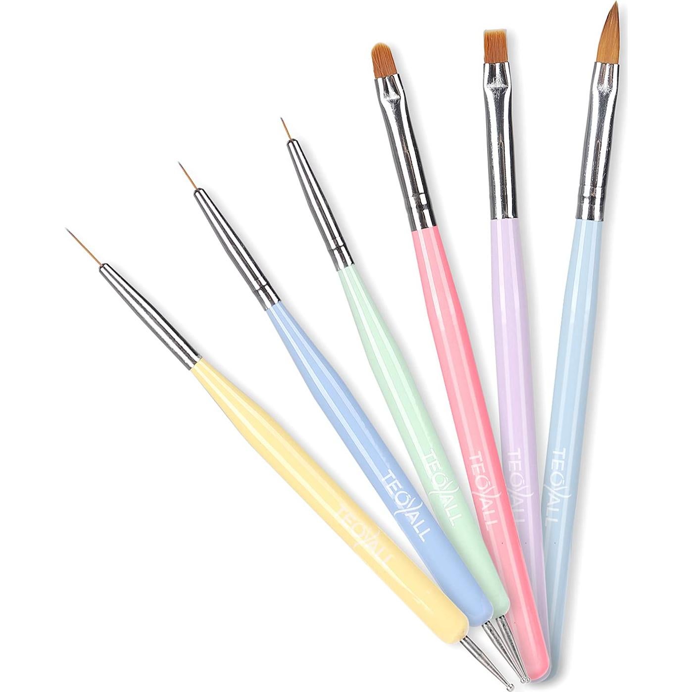 Pinceles de Arte para Uñas TEOYALL - Set de 6 Pinceles Profesionales