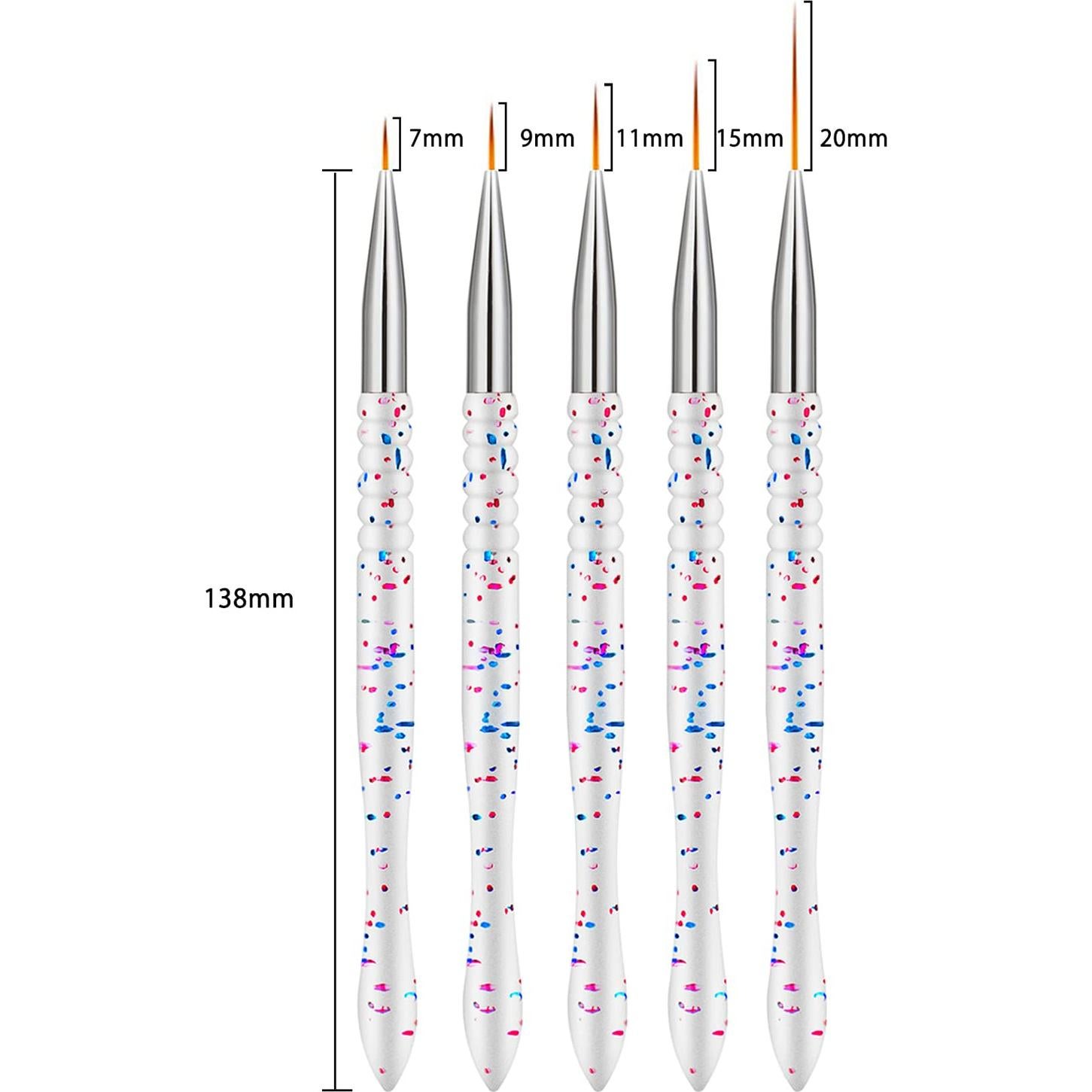 Set de Pinceles de Arte de Uñas Etercycle 5 Piezas 7-20mm