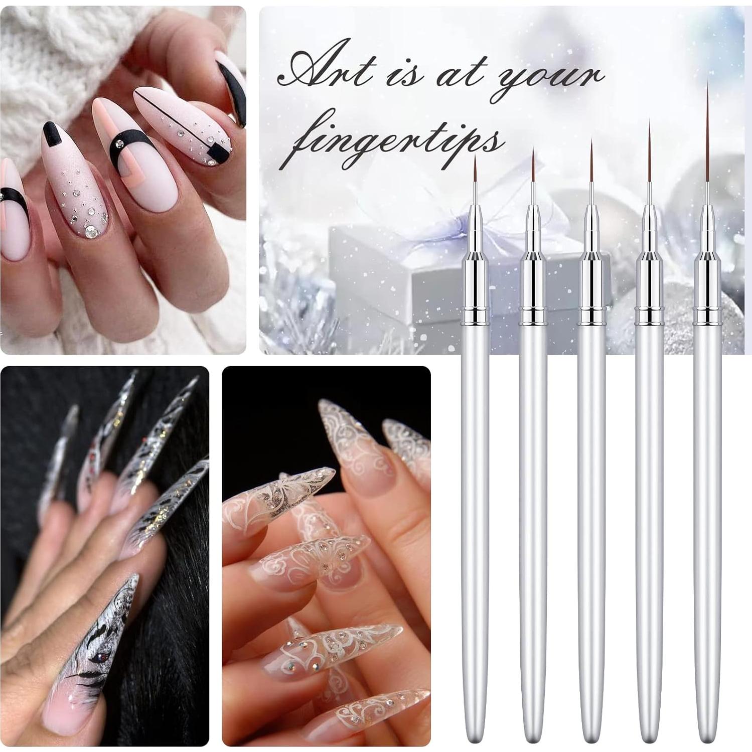 Juego de Pinceles para Arte de Uñas Eptbsdu 5 Piezas 7-25mm