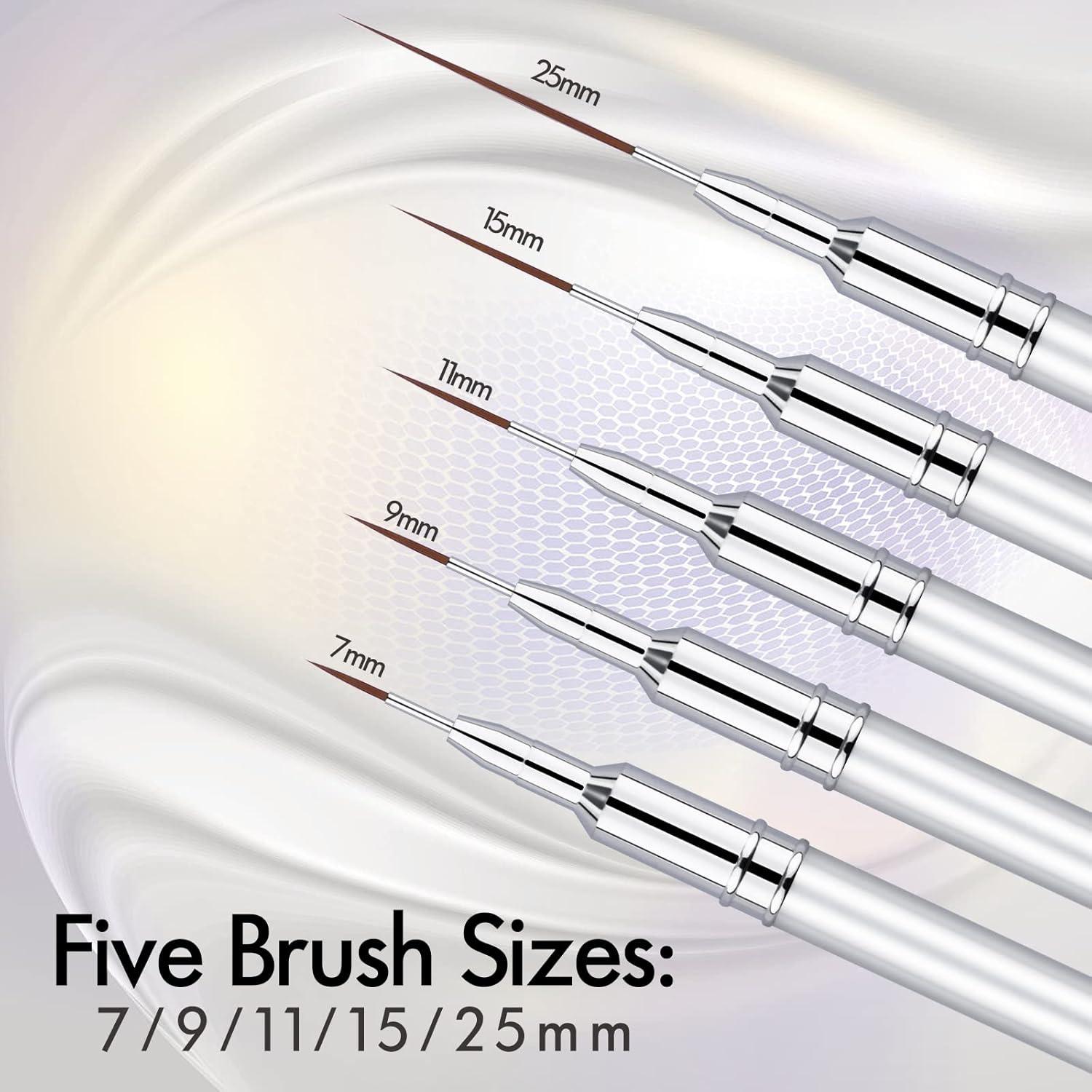 Juego de Pinceles para Arte de Uñas Eptbsdu 5 Piezas 7-25mm