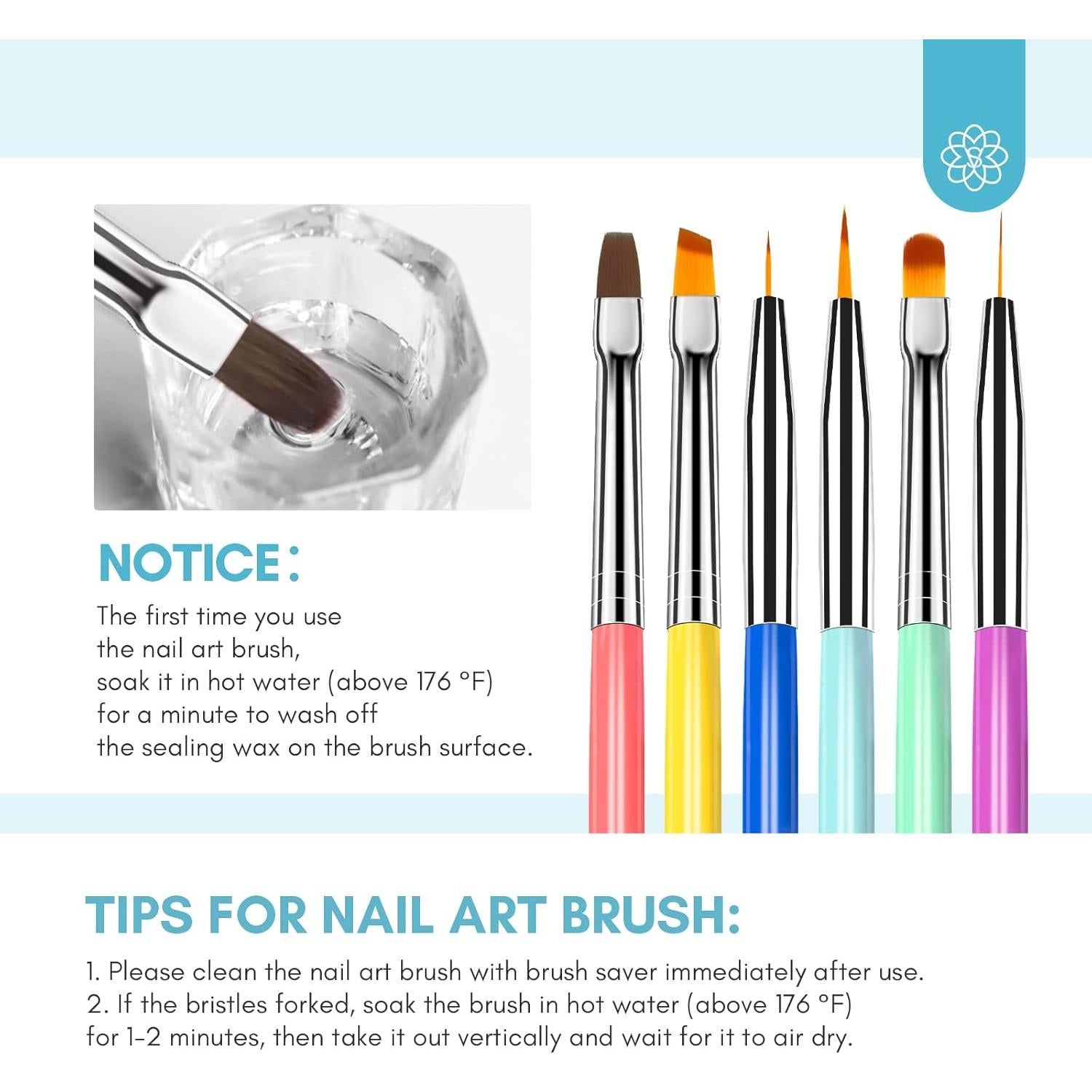 Juego de Pinceles para Arte de Uñas SAVILAND 6 Piezas