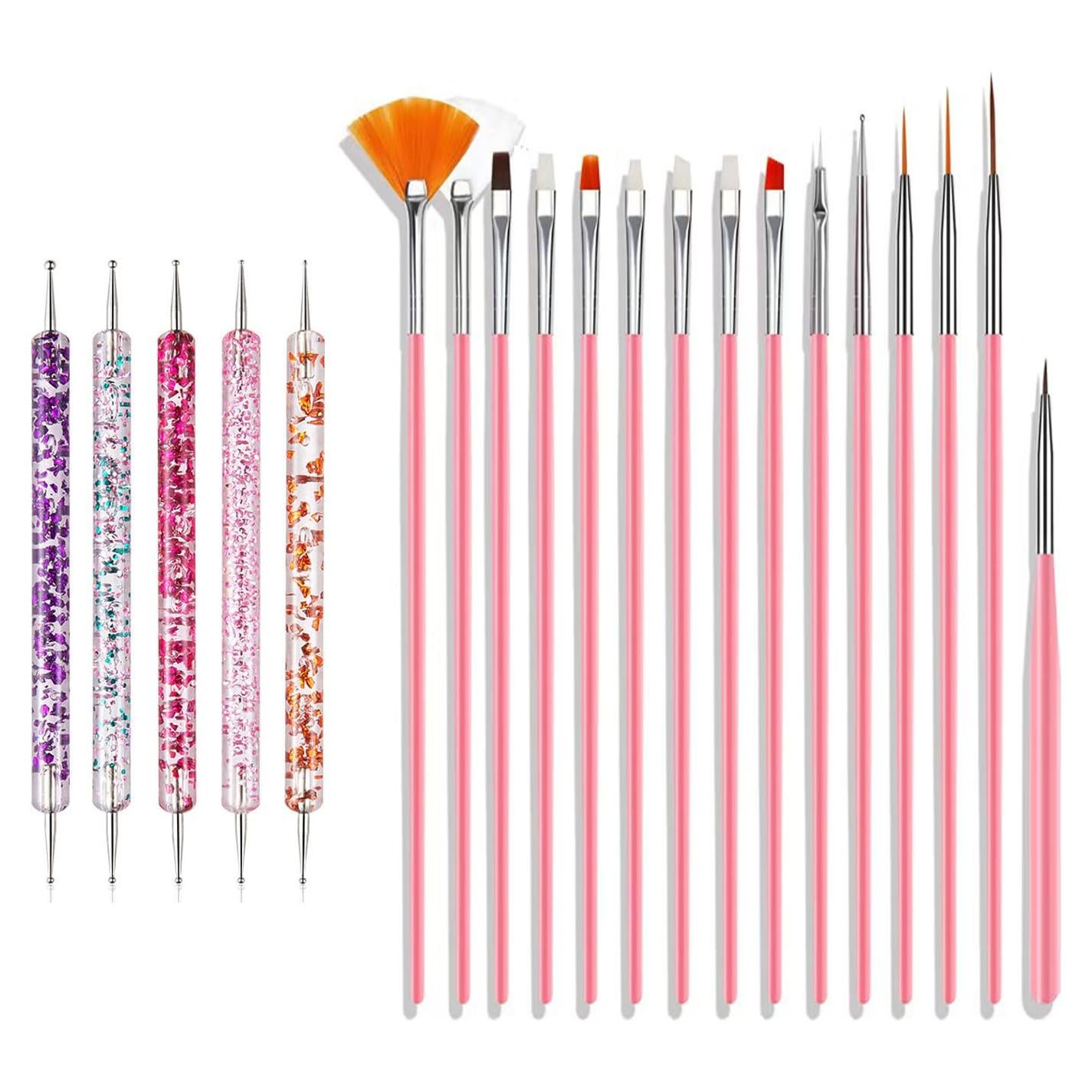 Juego de Pinceles para Arte de Uñas ZEOHBETY 20 Piezas Rosa