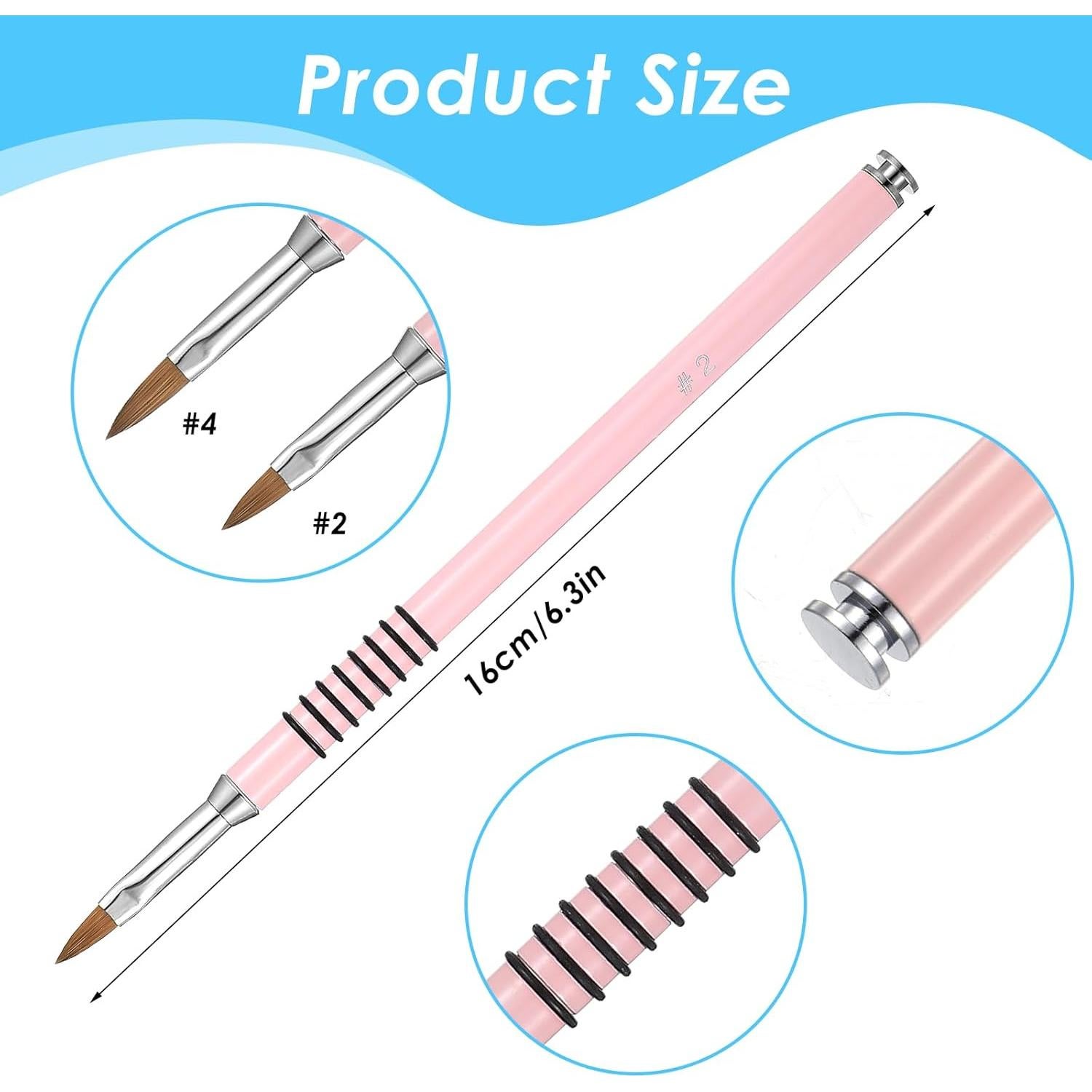 Juego de Pinceles de Uñas Acrílico Prasacco 3D Rosa