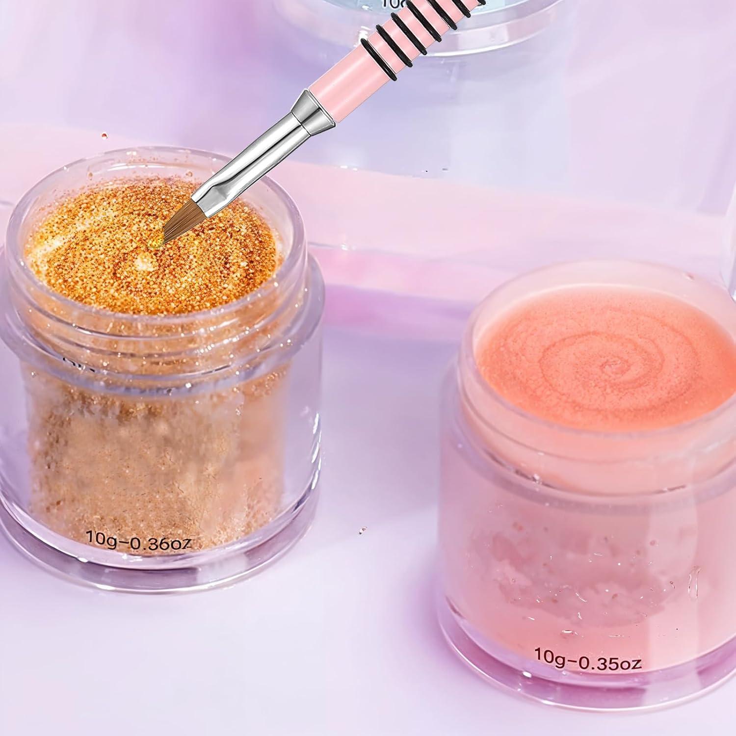 Juego de Pinceles de Uñas Acrílico Prasacco 3D Rosa