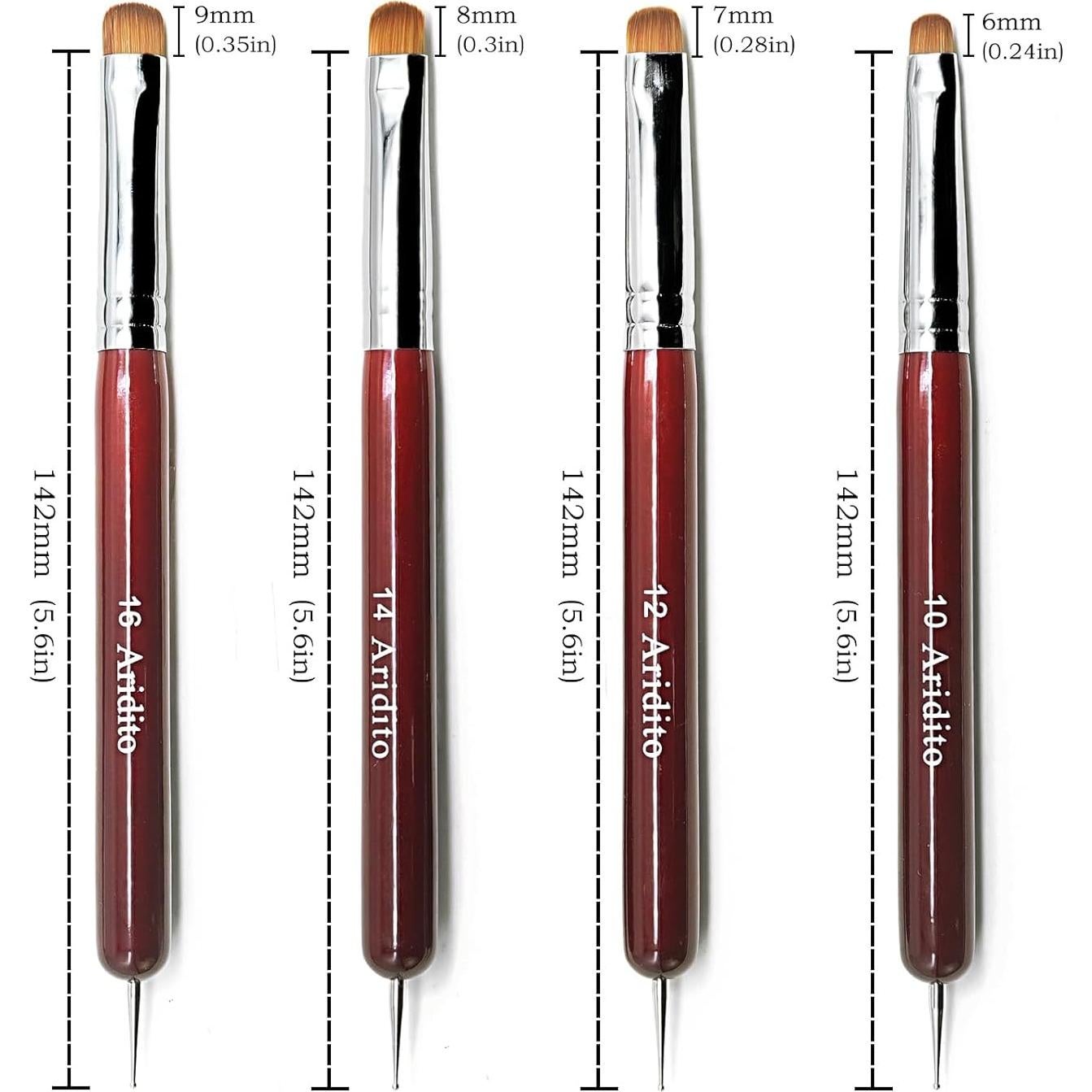 4 Pinceles de Limpieza y Bolígrafos Aridito para Manicura