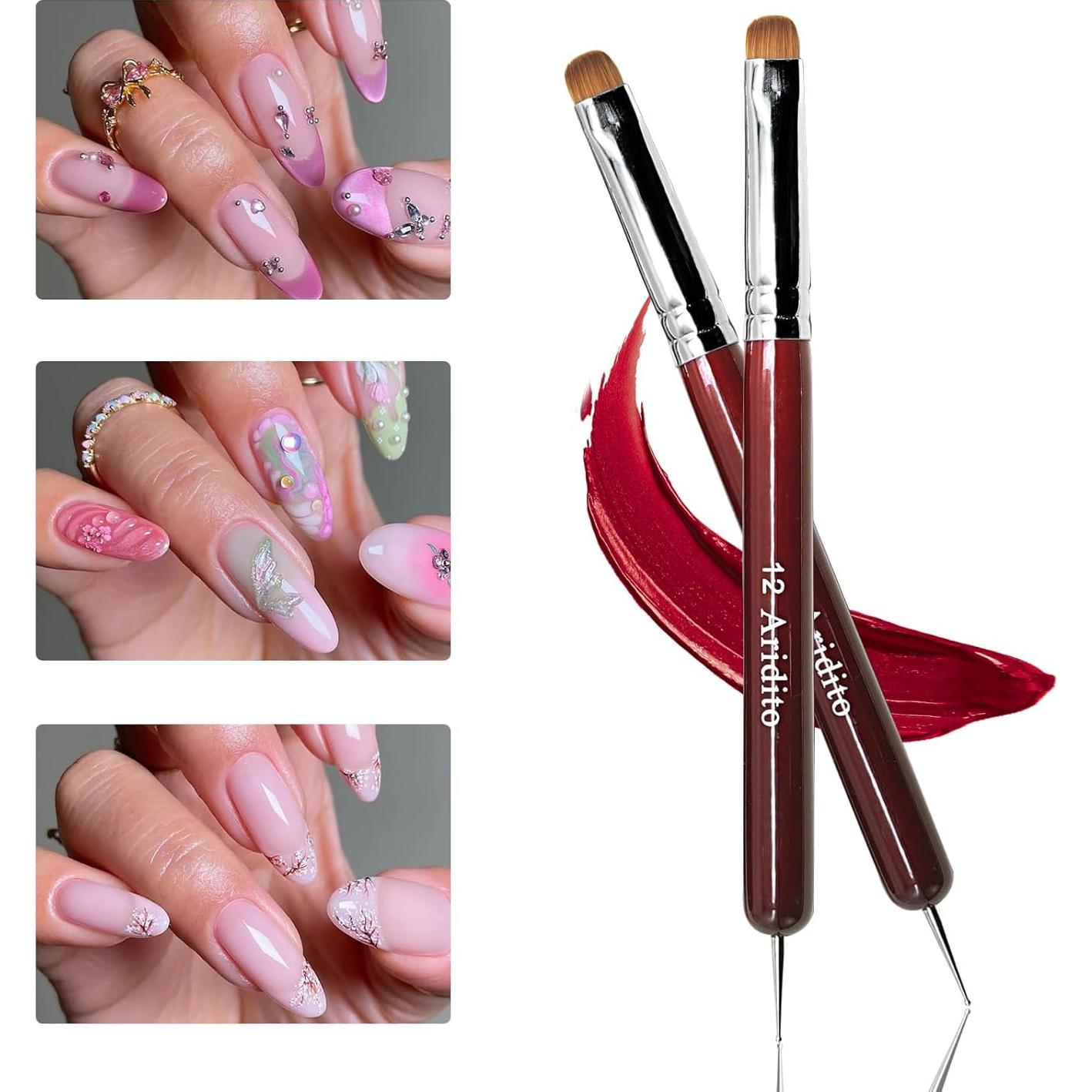 4 Pinceles de Limpieza y Bolígrafos Aridito para Manicura