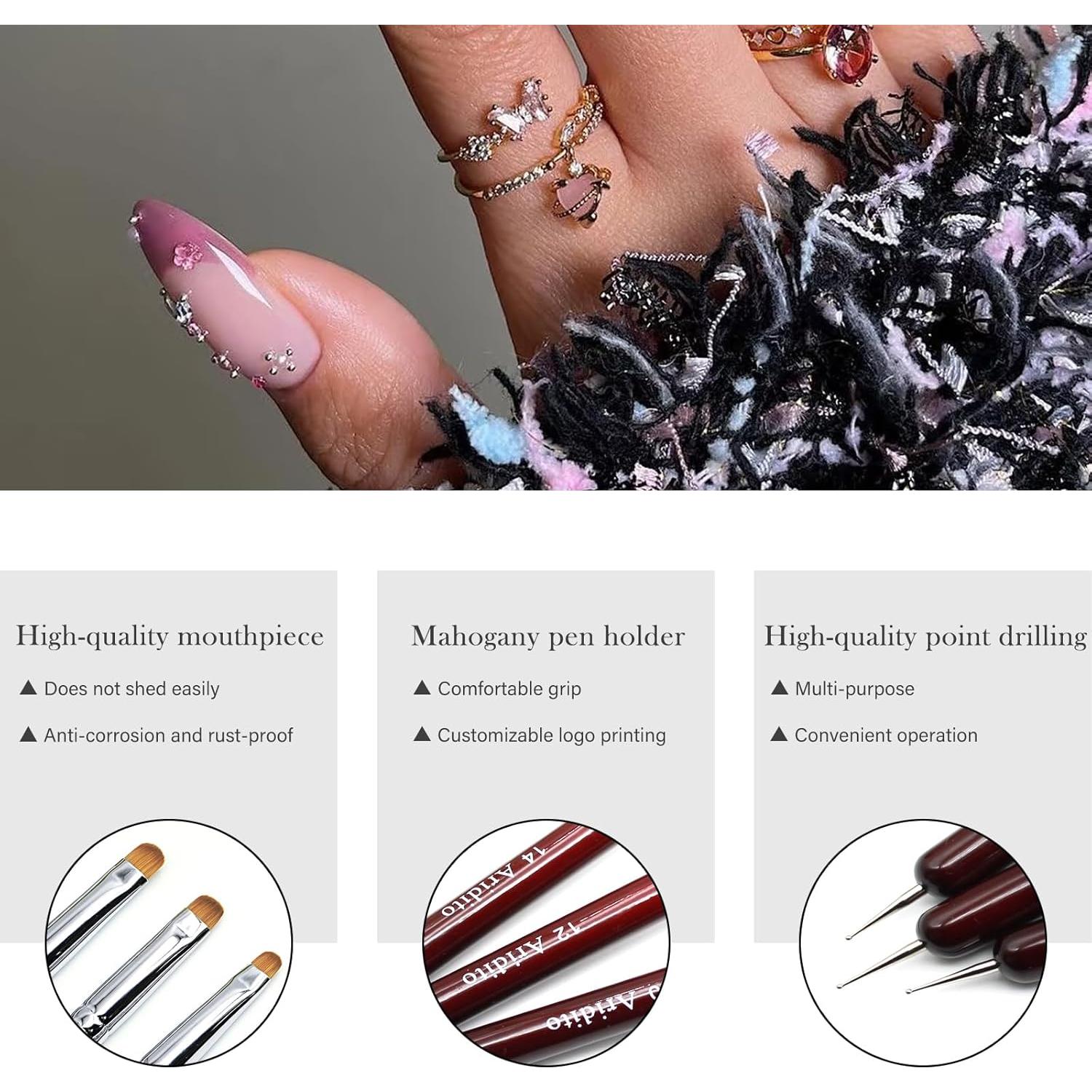 4 Pinceles de Limpieza y Bolígrafos Aridito para Manicura