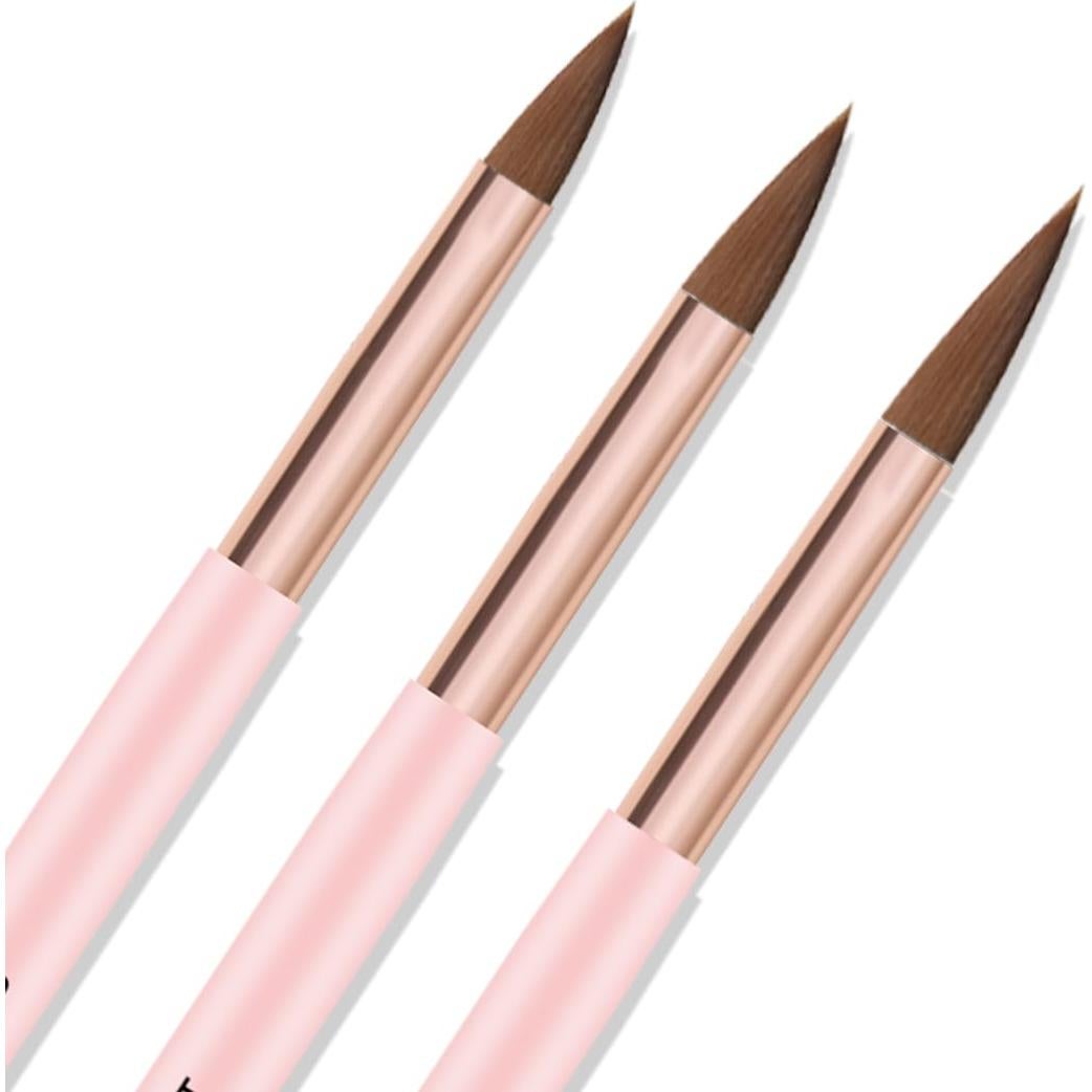 Juego de Pinceles para Uñas Acrílicas ZEOHBETY 3 Pcs Rosa