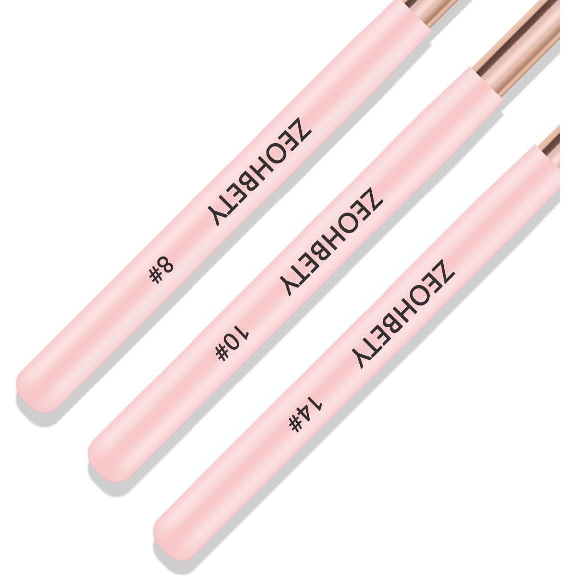 Juego de Pinceles para Uñas Acrílicas ZEOHBETY 3 Pcs Rosa