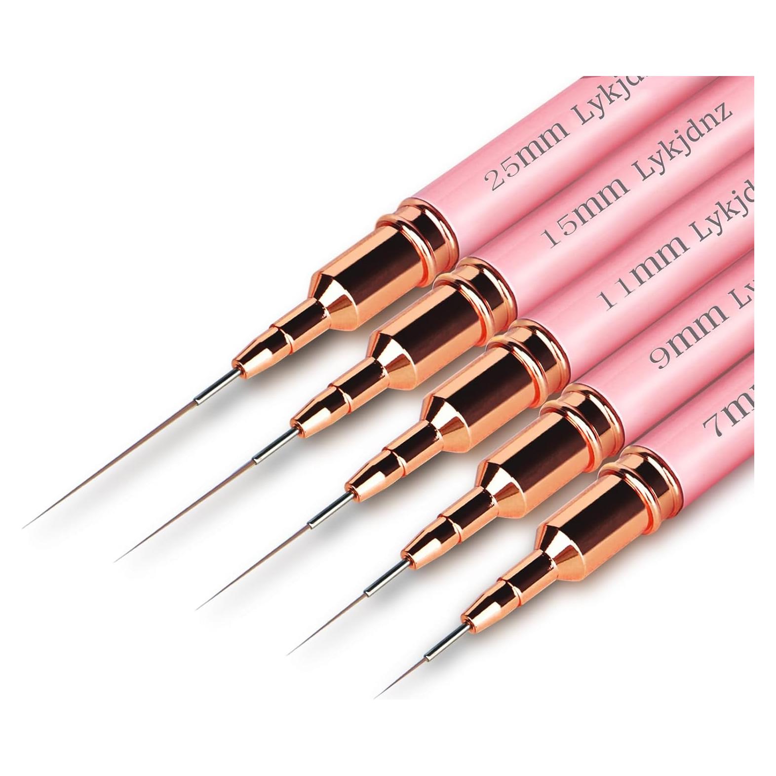 Set de 5 Pinceles para Arte de Uñas Rosa - Profesional y Detalles Finos