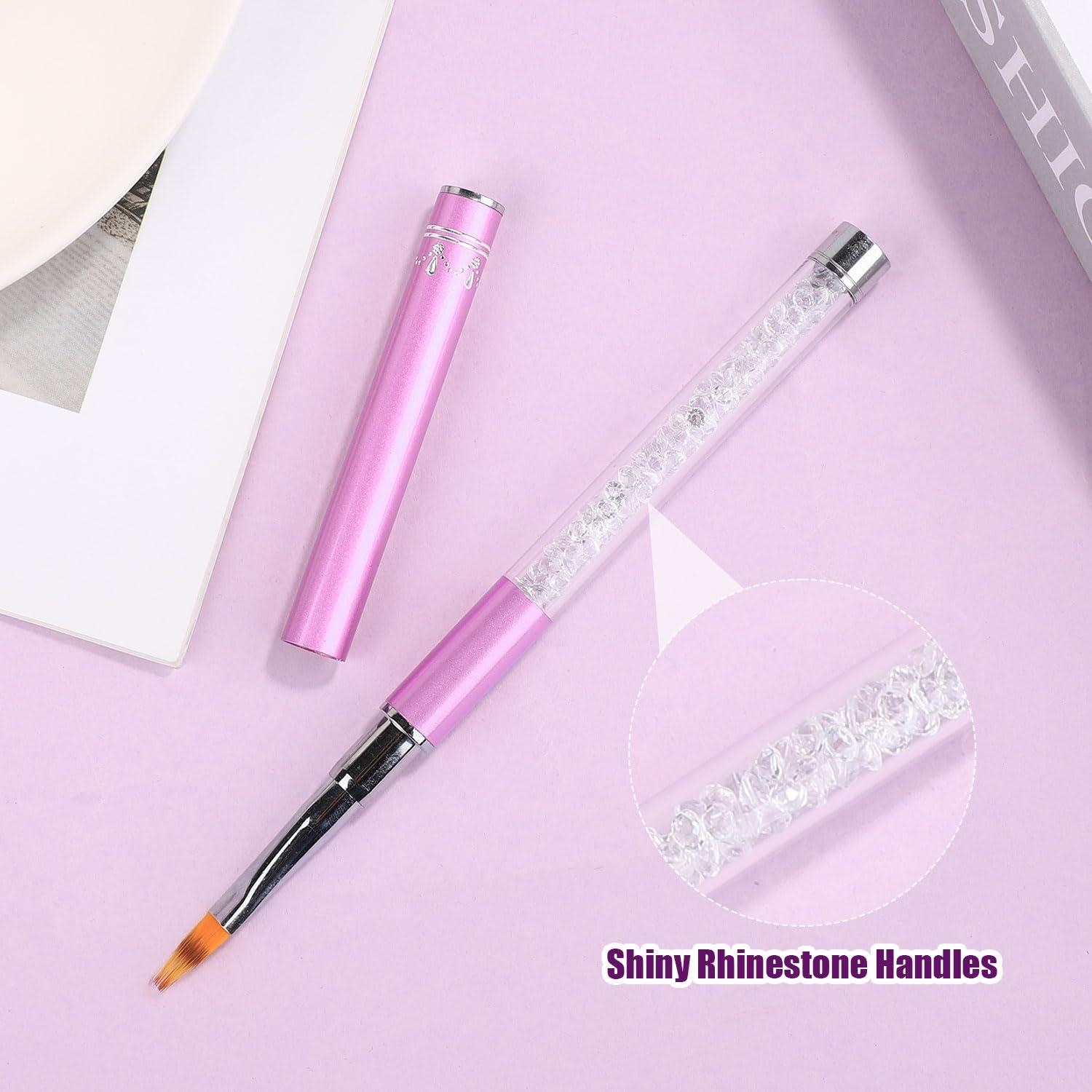 Brocha de Uñas Ombre NQEUEPN con Mango de Rhinestone 17cm