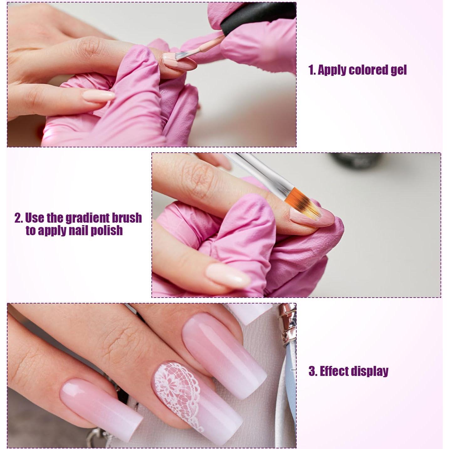 Brocha de Uñas Ombre NQEUEPN con Mango de Rhinestone 17cm