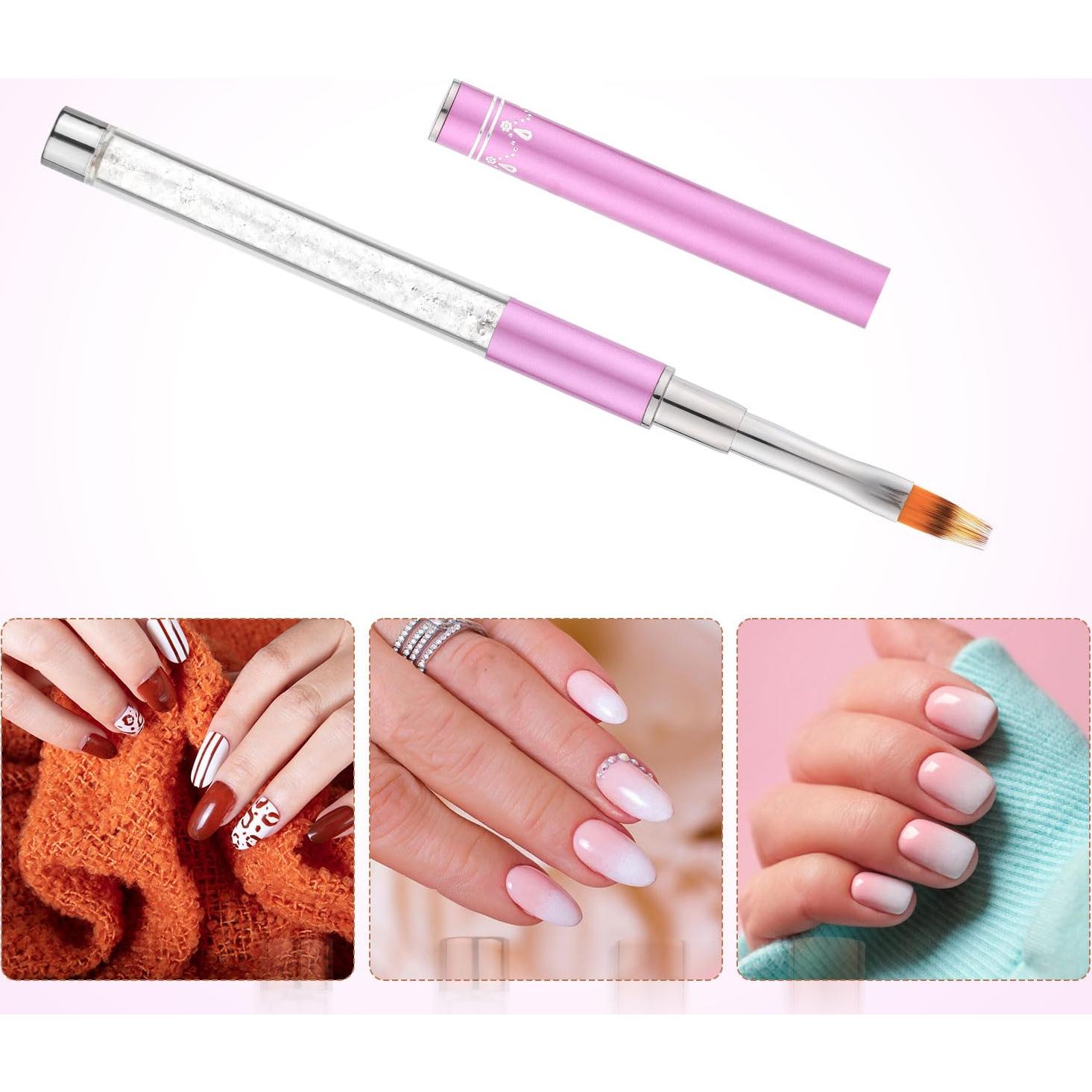 Brocha de Uñas Ombre NQEUEPN con Mango de Rhinestone 17cm