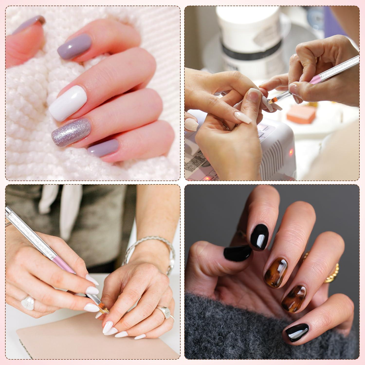 Brocha de Uñas Ombre NQEUEPN con Mango de Rhinestone 17cm