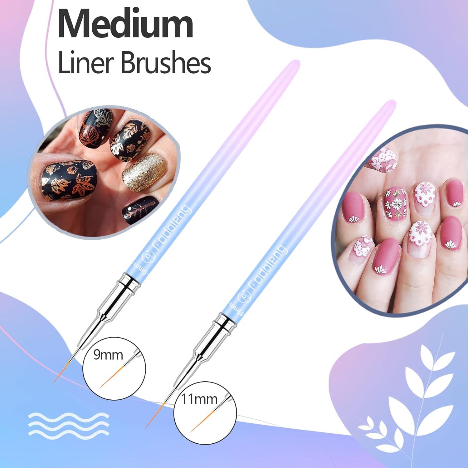 Pincel Liner para Uñas Fadelong 6 Pcs 5-25mm Profesional