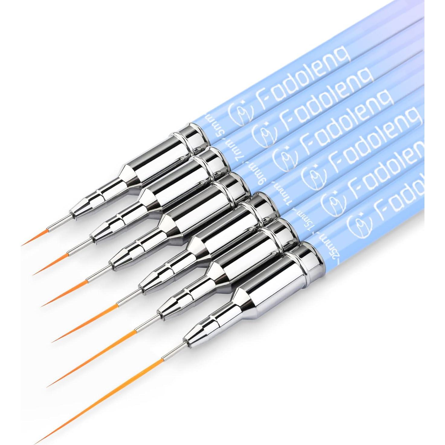 Pincel Liner para Uñas Fadelong 6 Pcs 5-25mm Profesional