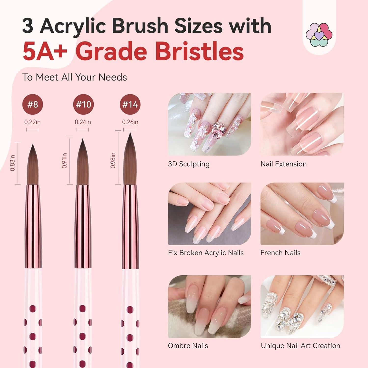 Juego de Pinceles Acrílicos SAVILAND 3PCS Tamaños 8/10/14