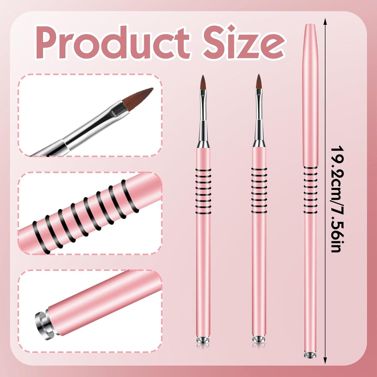 Juego de 2 Pinceles 3D Kolinsky para Uñas Acrílicas #2 y #4