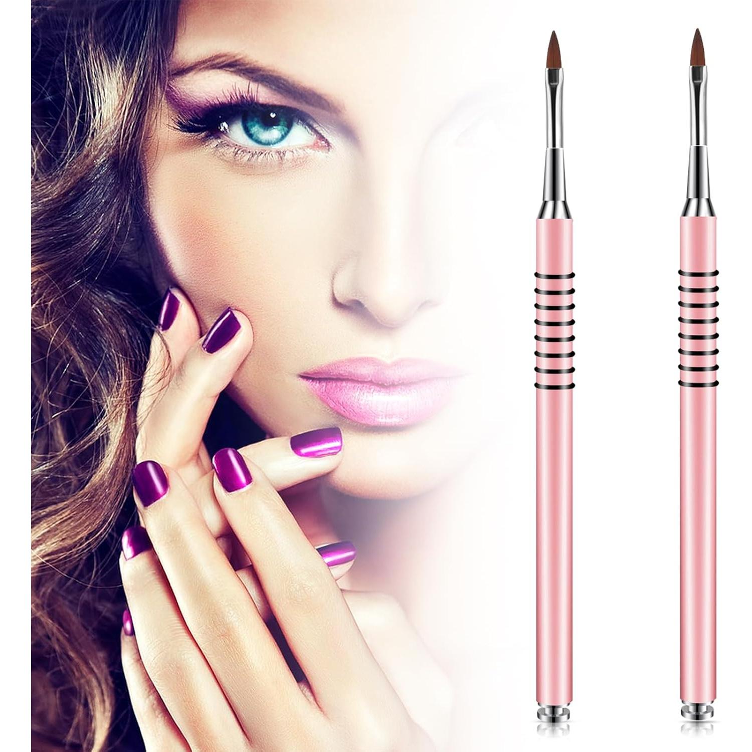 Juego de 2 Pinceles 3D Kolinsky para Uñas Acrílicas #2 y #4