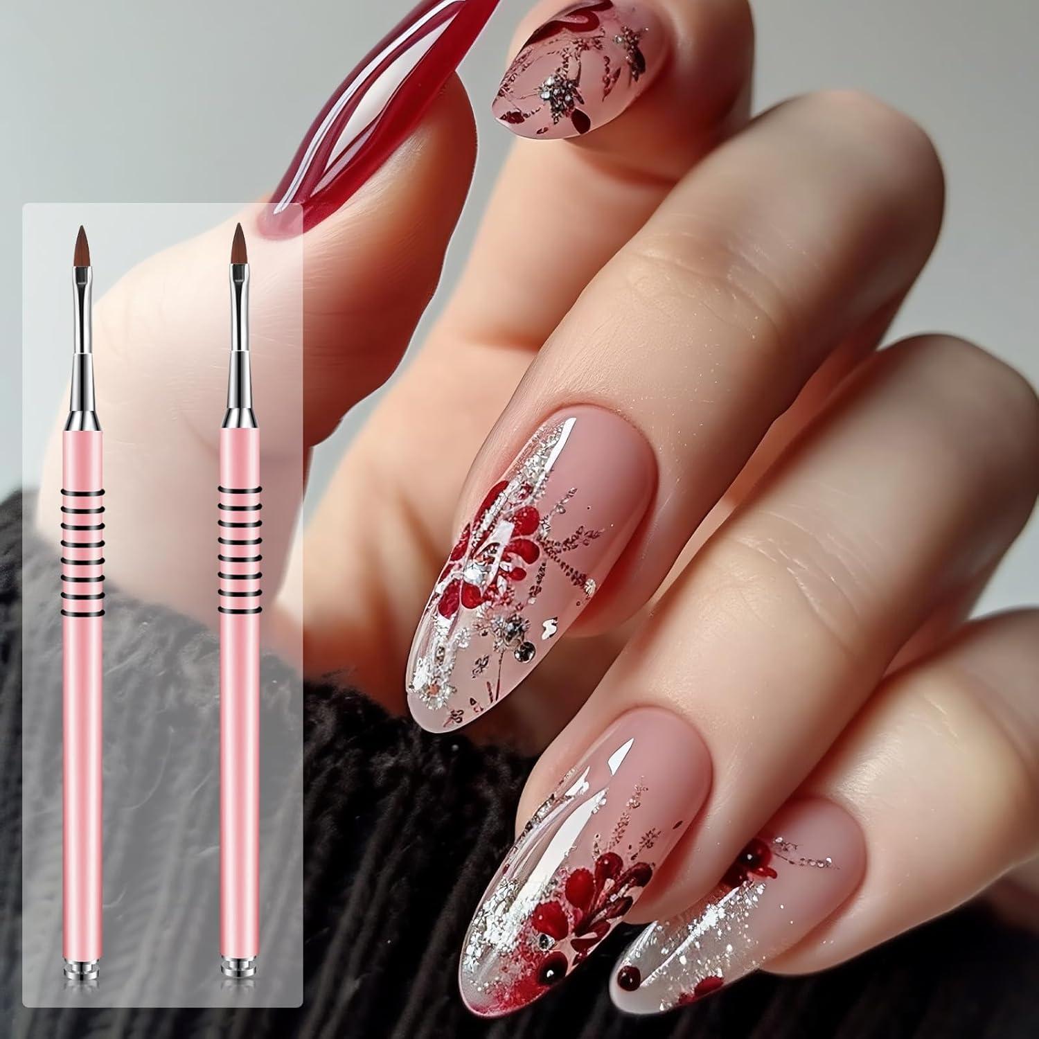 Juego de 2 Pinceles 3D Kolinsky para Uñas Acrílicas #2 y #4