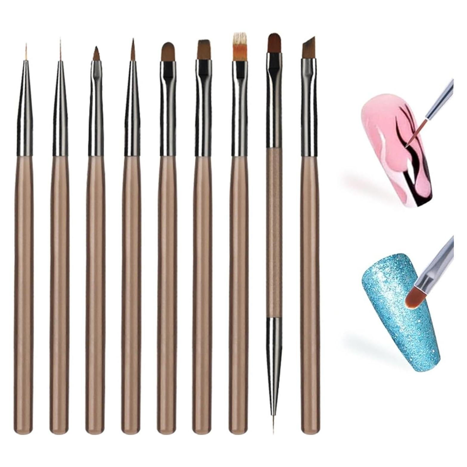 Juego de Pinceles para Uñas Zinmilin - 9 Piezas Acrílico