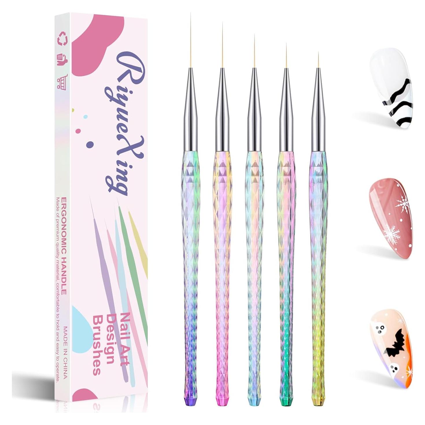 Conjunto de 5 Pinceles de Arte de Uñas RIYUEXING - Tamaños 7 a 25mm