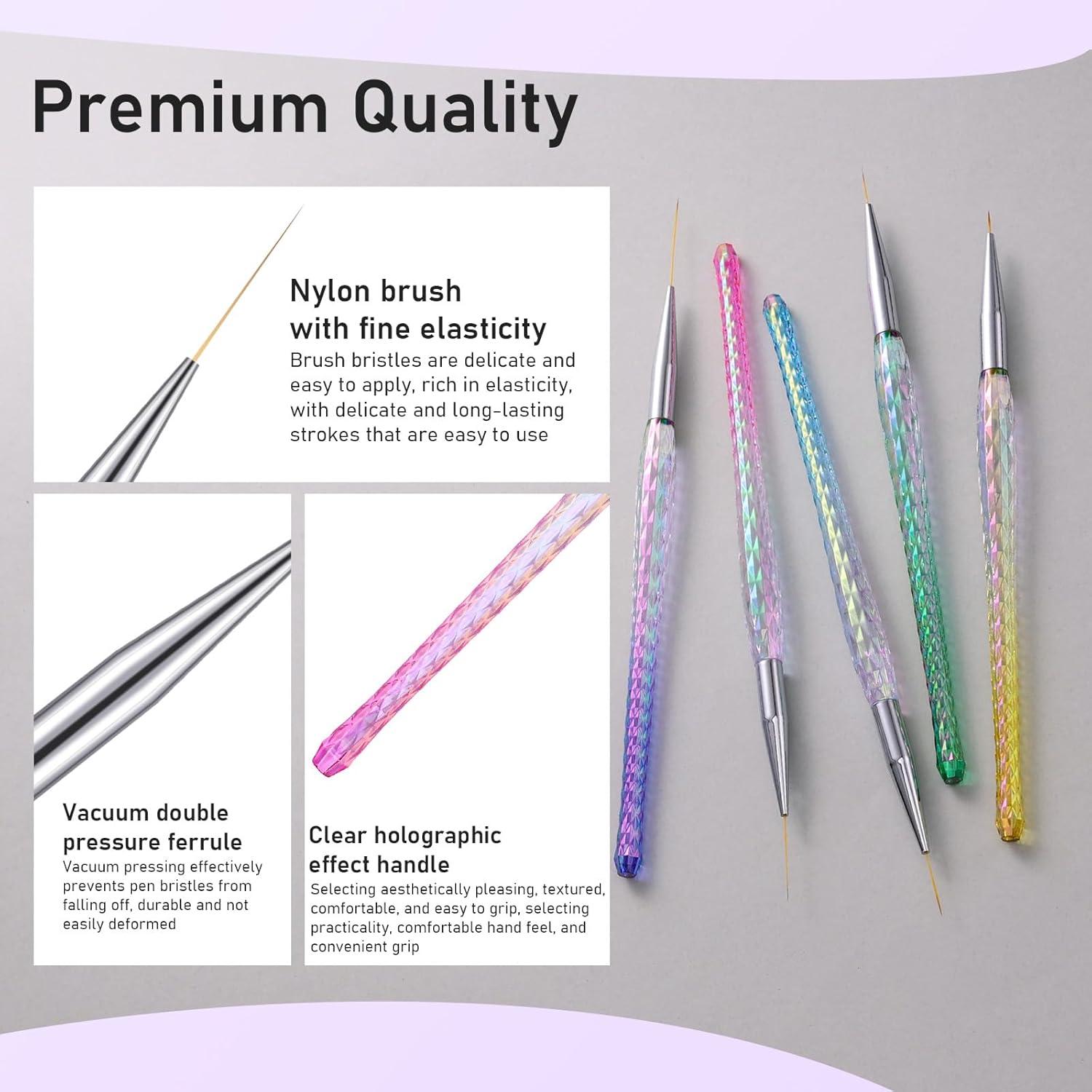 Conjunto de 5 Pinceles de Arte de Uñas RIYUEXING - Tamaños 7 a 25mm