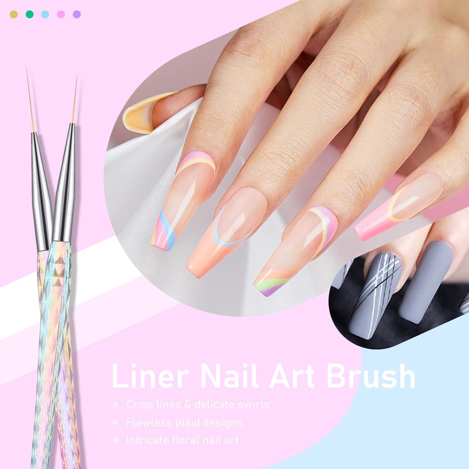 Conjunto de 5 Pinceles de Arte de Uñas RIYUEXING - Tamaños 7 a 25mm