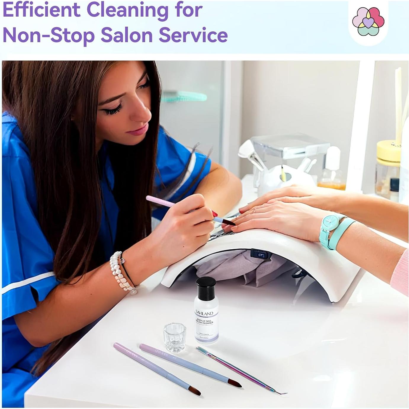 Kit de Pinceles Acrílicos SAVILAND con Limpiador 60ml