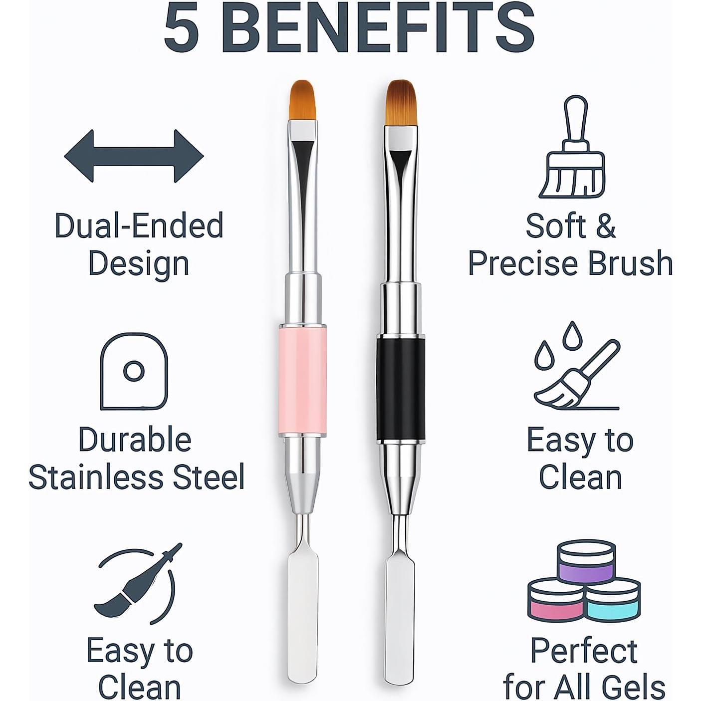 Juego de Pinceles de Uñas Doble Punta JEONEKID 2 Piezas