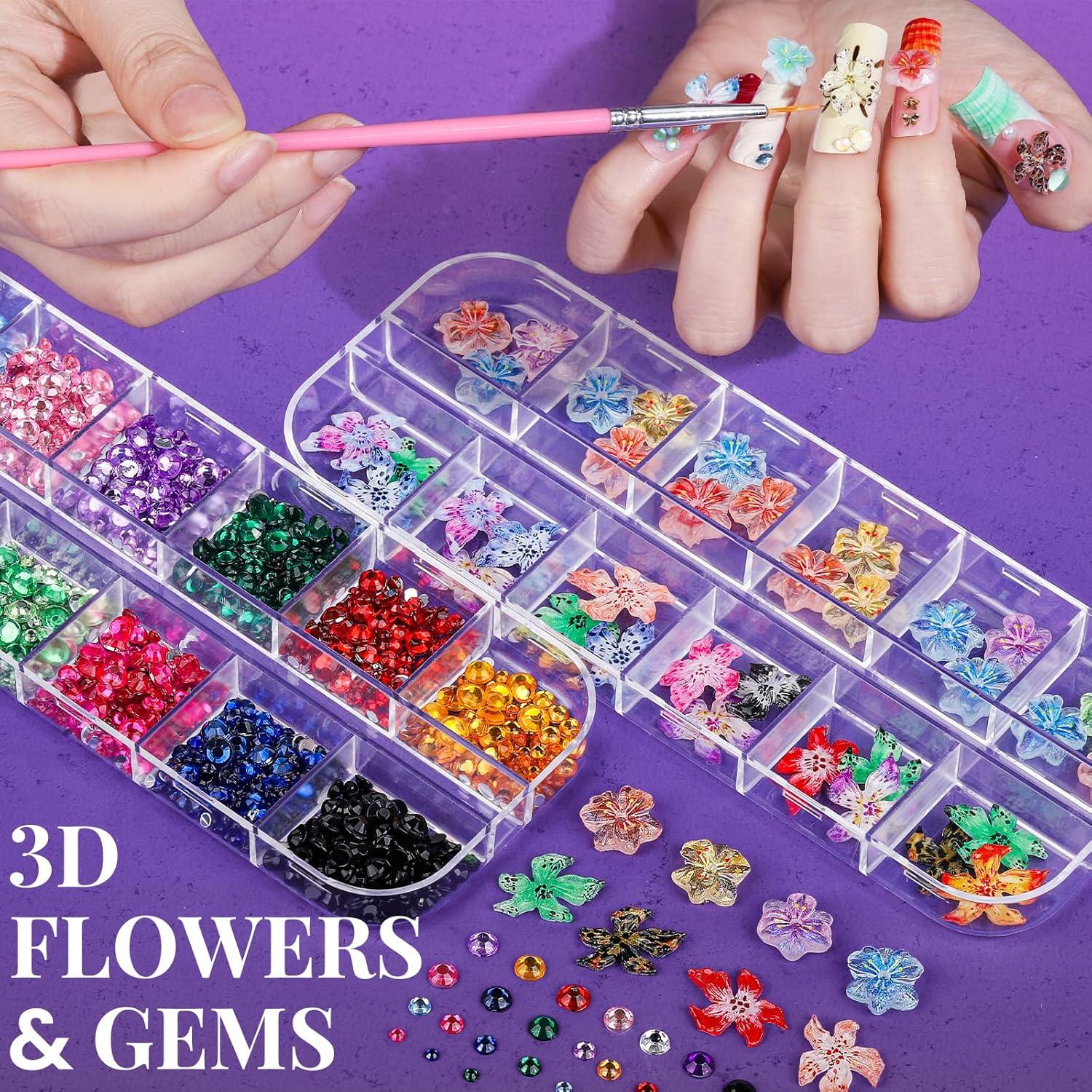 Kit de Arte de Uñas FANDAMEI con 15 Pinceles y 6 Encantos