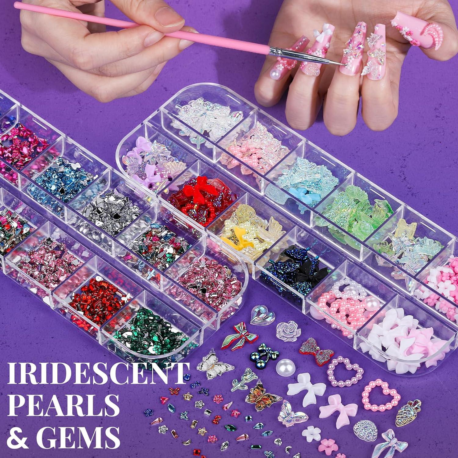 Kit de Arte de Uñas FANDAMEI con 15 Pinceles y 6 Encantos