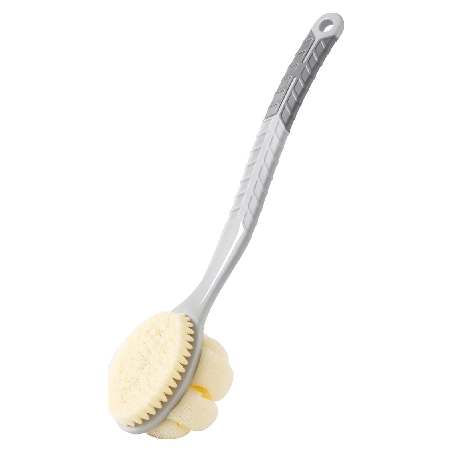 Cepillo de Cuerpo con Lufa y Mango Curvo Antideslizante Gris