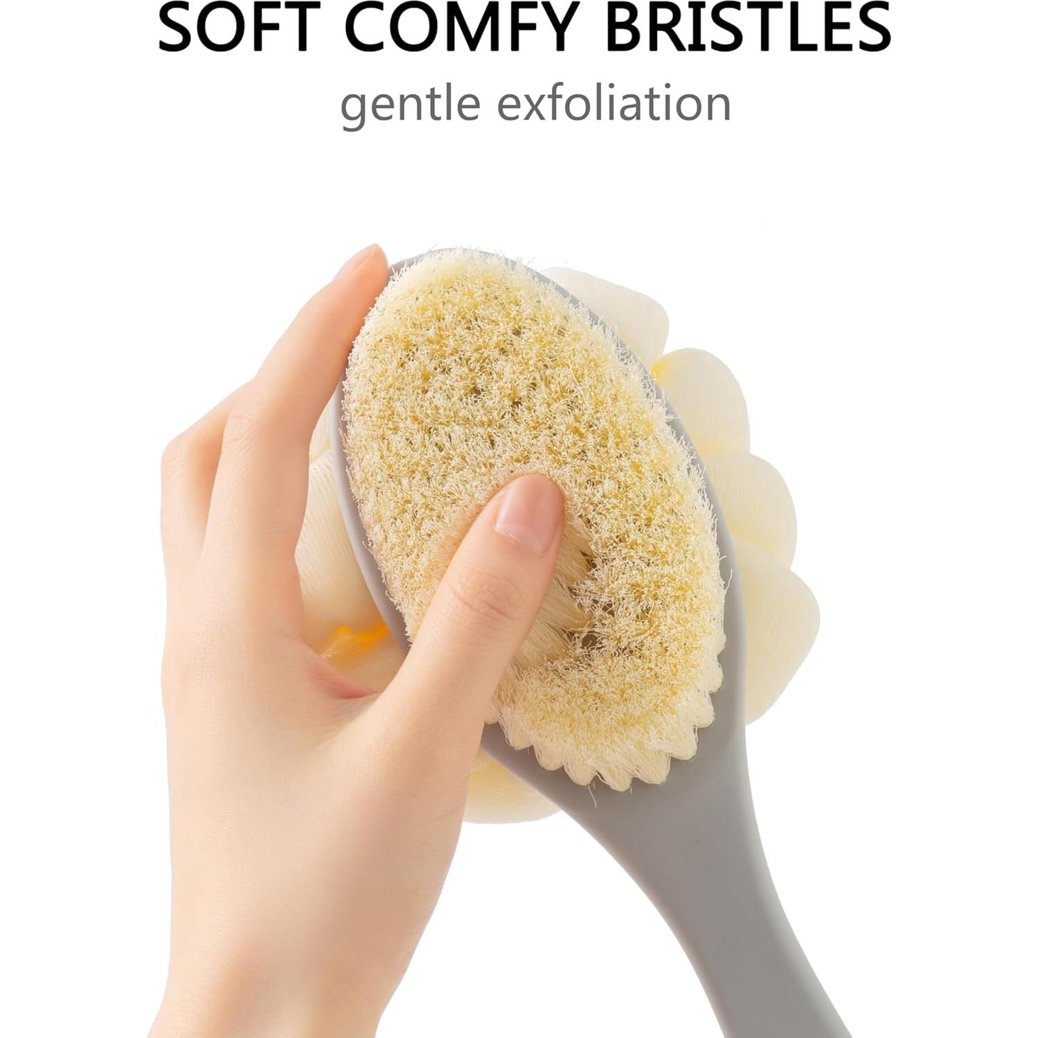 Cepillo de Cuerpo con Lufa y Mango Curvo Antideslizante Gris