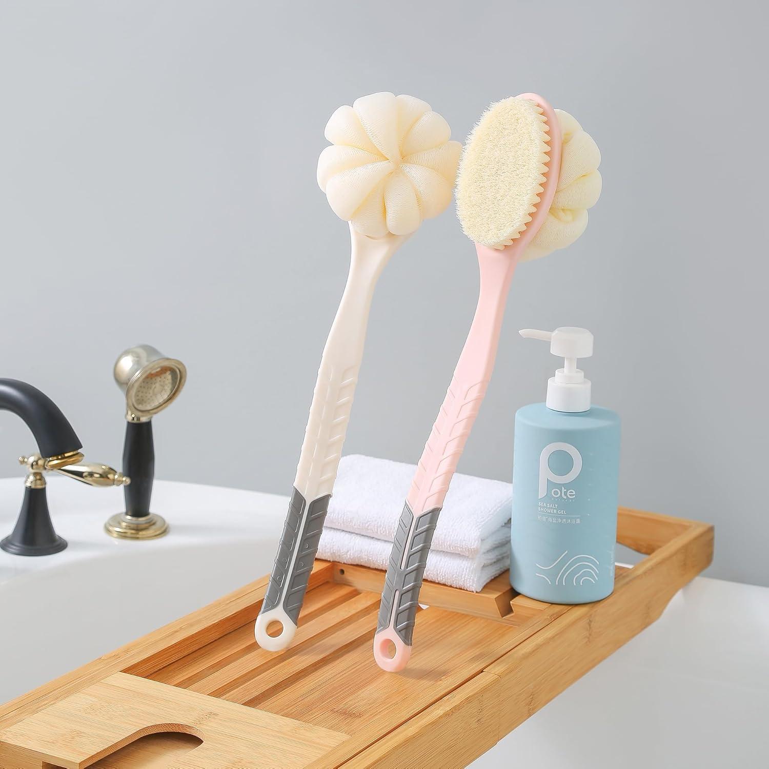 Cepillo de Cuerpo con Lufa y Mango Curvo Antideslizante Gris