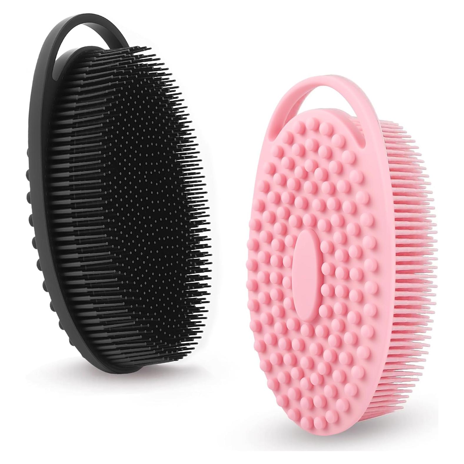 Paquete de 2 Exfoliadores Corporales de Silicona Soarvita - Negro y Rosa