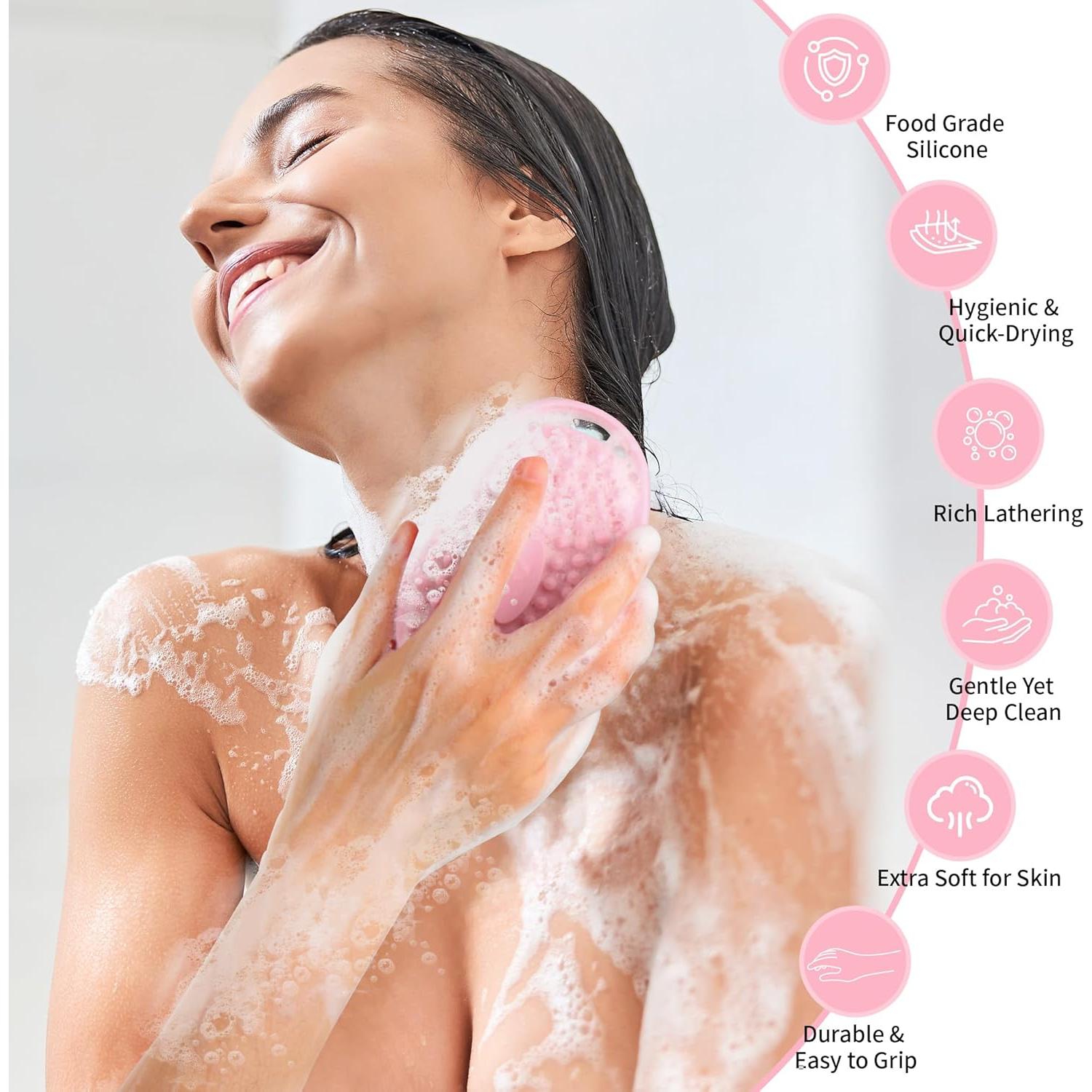 Paquete de 2 Exfoliadores Corporales de Silicona Soarvita - Negro y Rosa