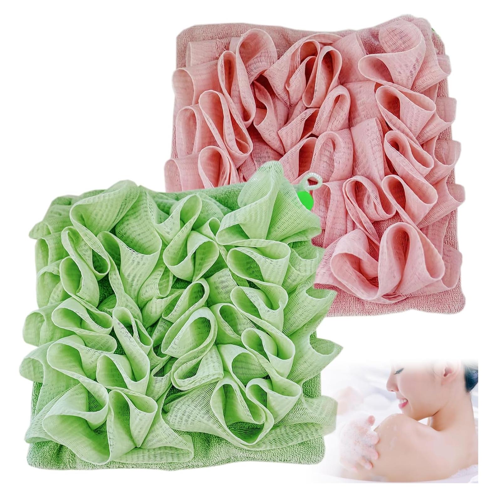 Paño de Lufa 2pcs QIYUDA Rosa y Verde para Jabón