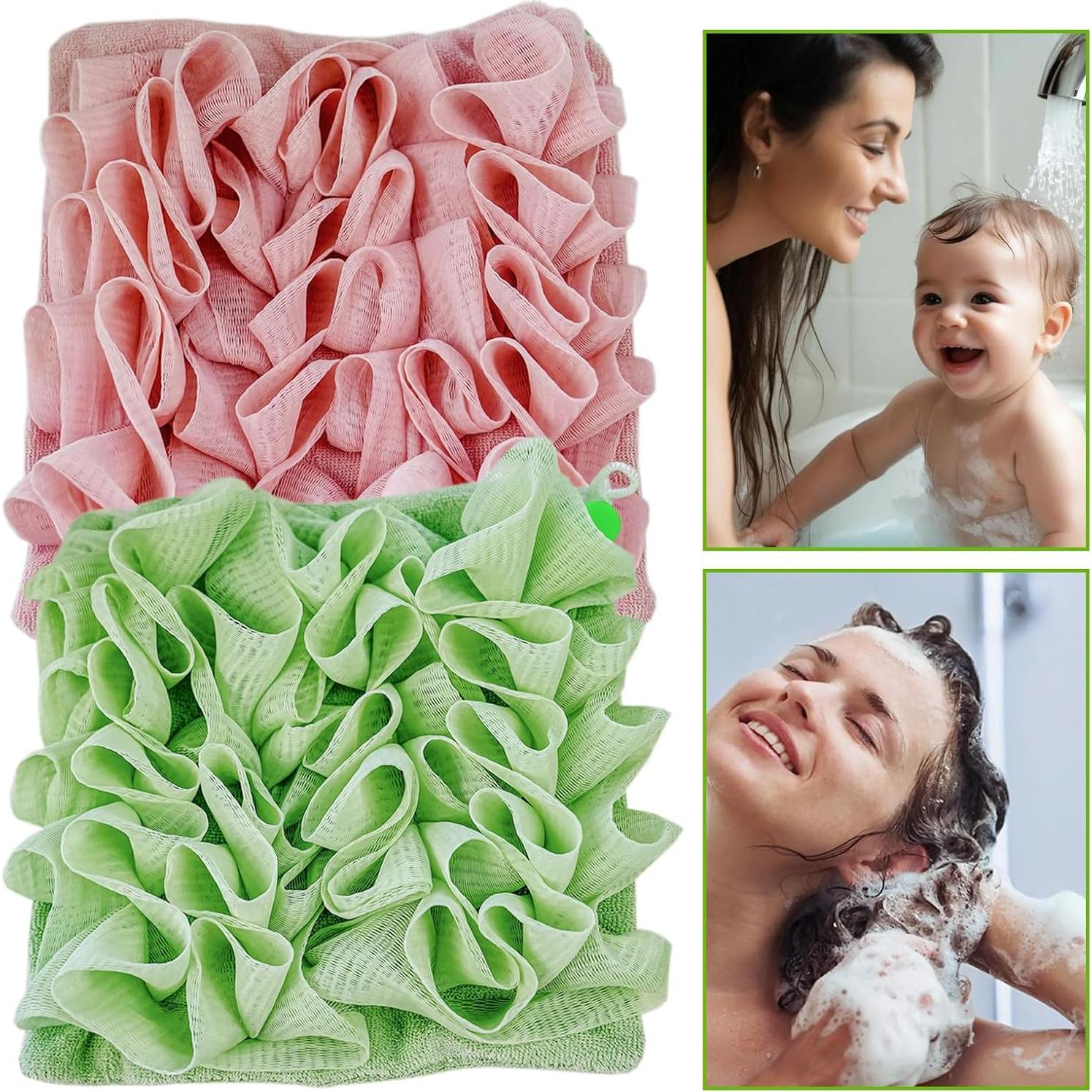Paño de Lufa 2pcs QIYUDA Rosa y Verde para Jabón