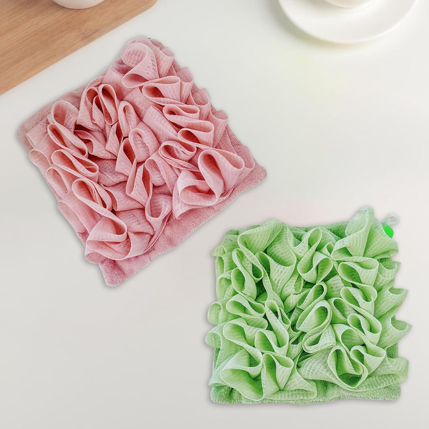 Paño de Lufa 2pcs QIYUDA Rosa y Verde para Jabón