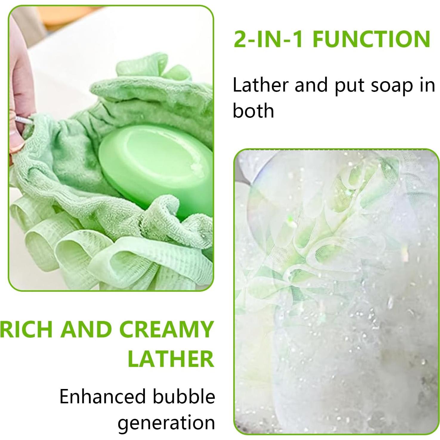 Paño de Lufa 2pcs QIYUDA Rosa y Verde para Jabón