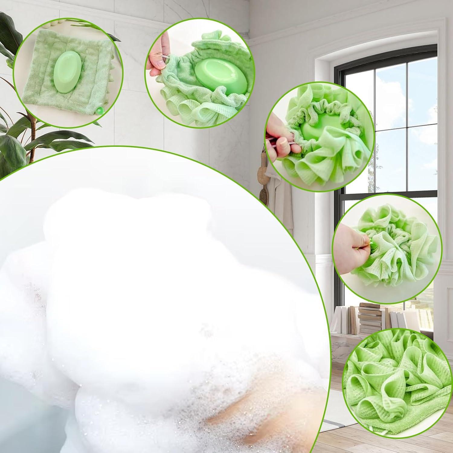 Paño de Lufa 2pcs QIYUDA Rosa y Verde para Jabón