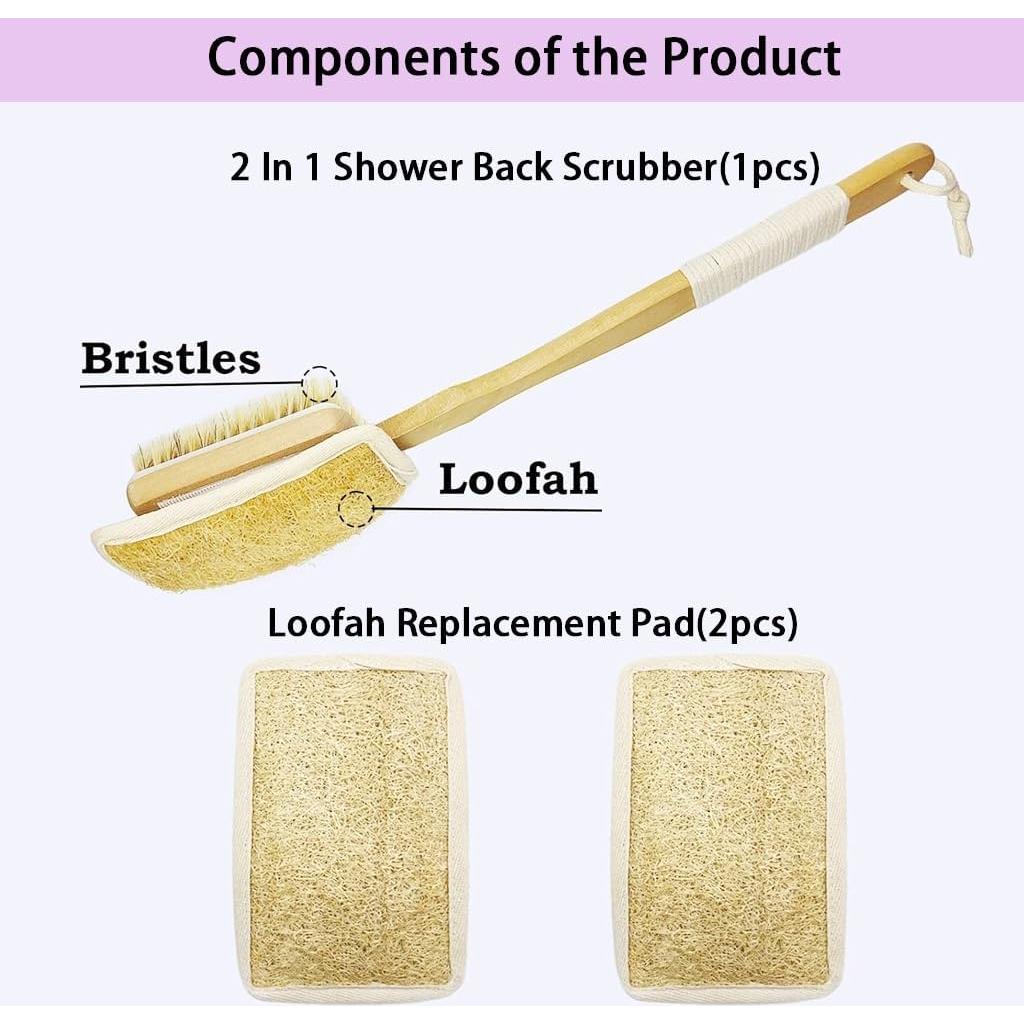 Cepillo de Ducha 2 en 1 SHENGZHENFUSHI con Lufa y Cerda