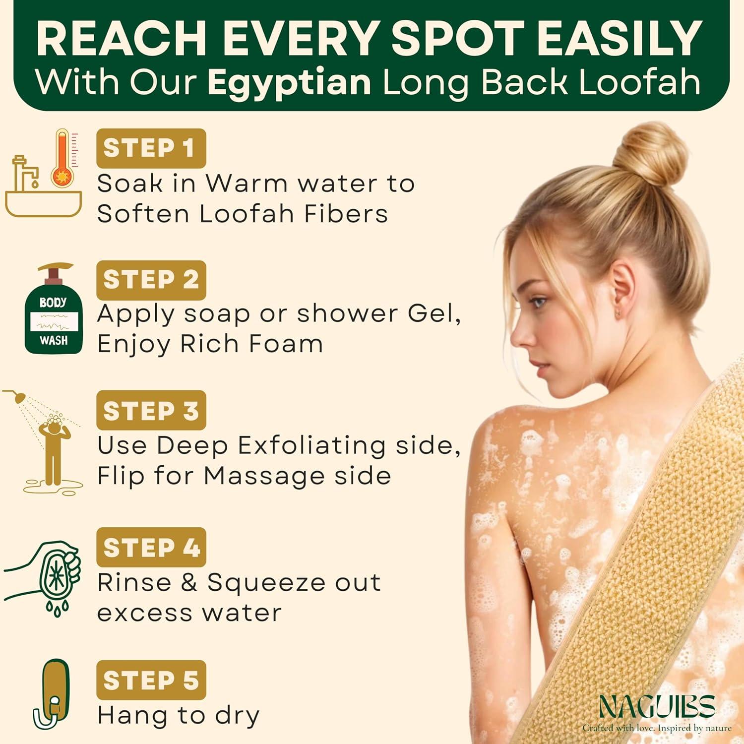 Esponja de Loofah Natural Egipcia 2 en 1 con Mango Exfoliante