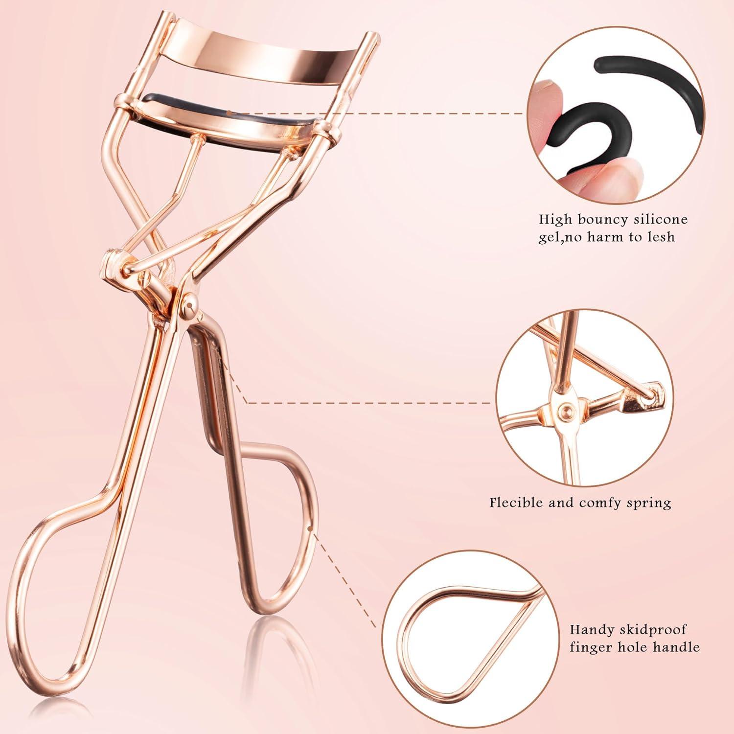 Rizador de Pestañas Profesional Sawkit Oro Rosa - Compacto y Ergonómico