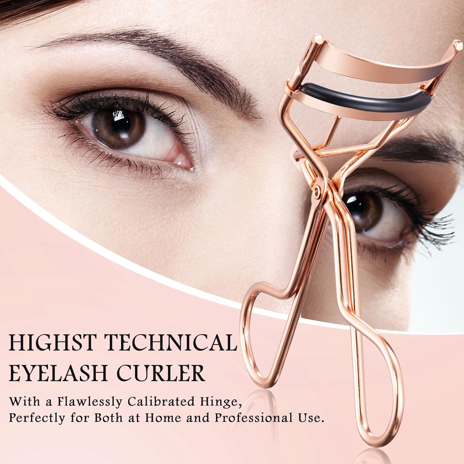 Rizador de Pestañas Profesional Sawkit Oro Rosa - Compacto y Ergonómico