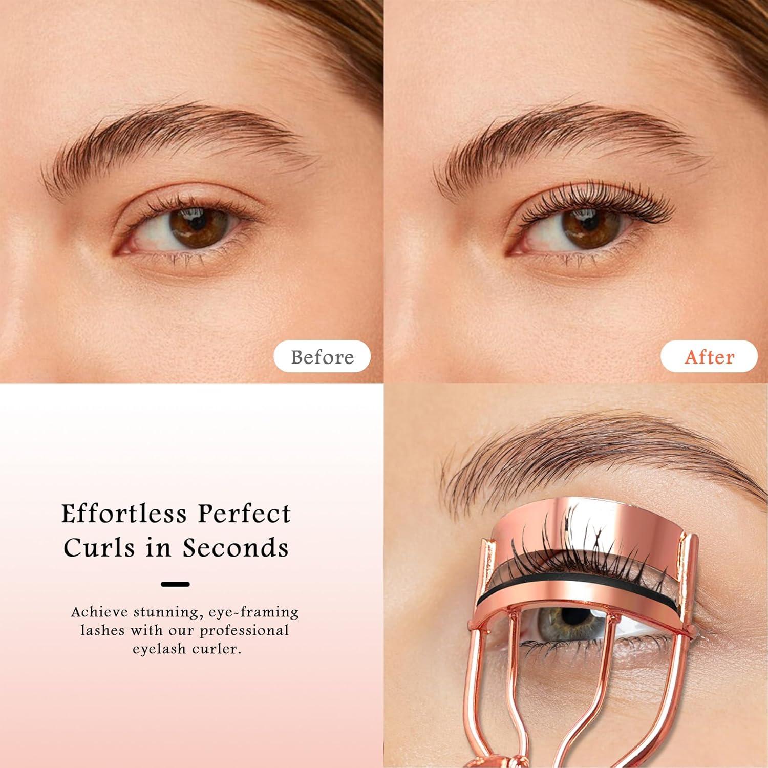 Rizador de Pestañas Profesional Sawkit Oro Rosa - Compacto y Ergonómico