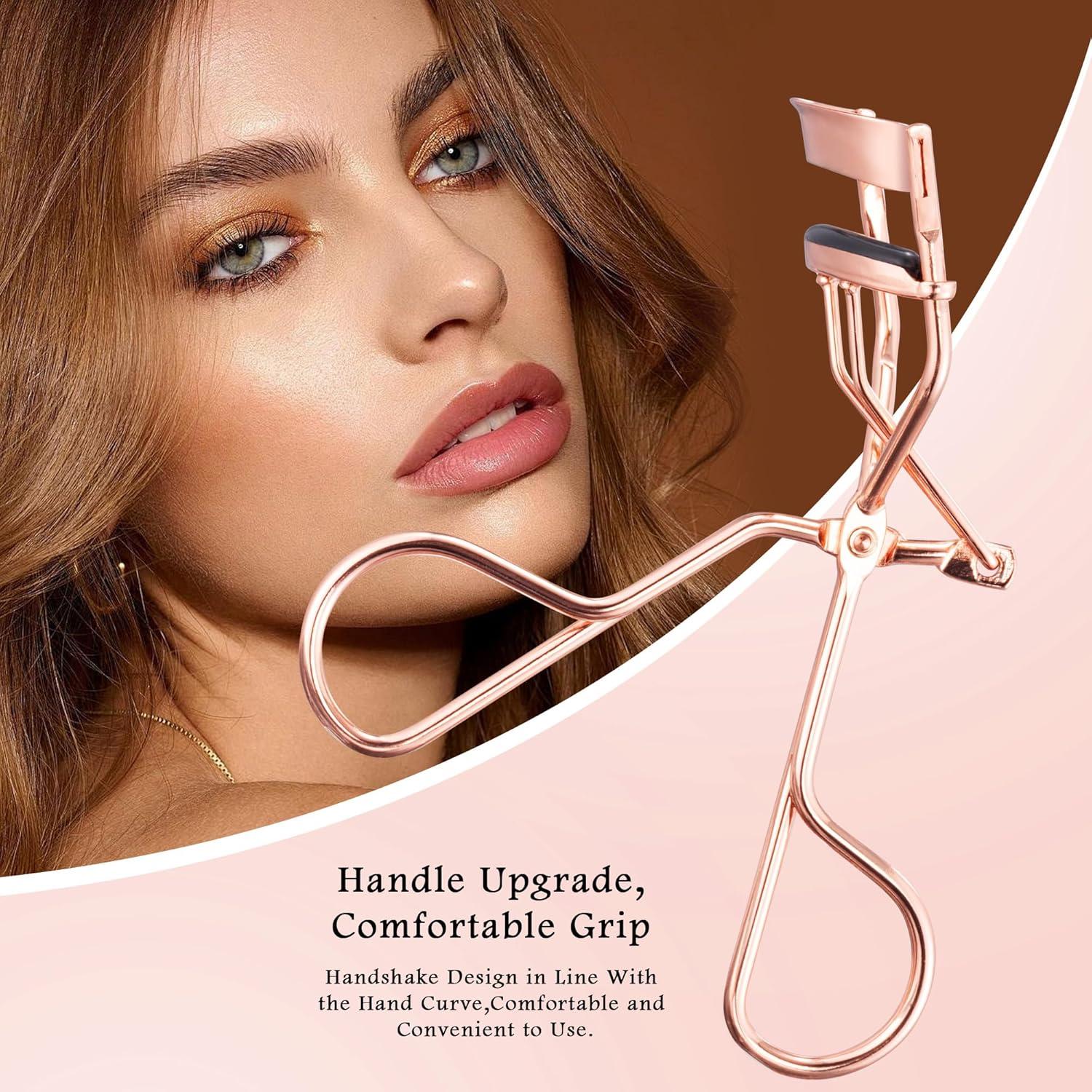 Rizador de Pestañas Profesional Sawkit Oro Rosa - Compacto y Ergonómico